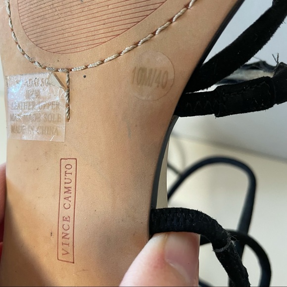 Vince Camuto lace up black suede flat sandals summer - Picture 9 of 10